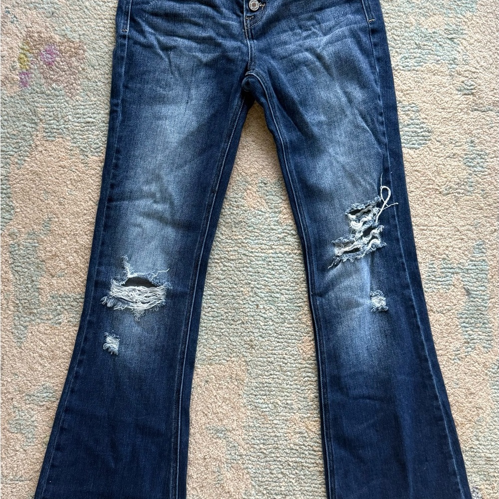 KanCan Dark Blue Distressed Flare Jeans